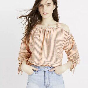 Madewell red and white striped blouse